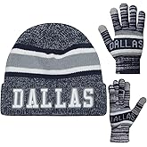 Vintage Classic Skull Cap 3D Embroidery Beanie Cuffed Winter Hat Knit Comes with Warm Gloves Fasion Gifts for Men Women Fans