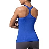 MathCat Workout Tank Tops for Women with Built in Bra, Seamless V Neck Tops Fitness Workout Yoga Shirts
