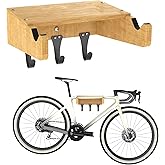 ValuXpro Bike Wall Mount - Indoor Bicycle Rack | Bamboo Bike Rack Storage with Detachable Hangers, Easy to Assemble