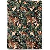 coedoaes Jungle Tiger Fleece Blanket - 50x60in Exotic Flower Majestic Lush Throw Blankets,Soft Cozy Lightweight, Ideal for Living Room Home Rustic Decor and Kids Women Girls Spring Gifts