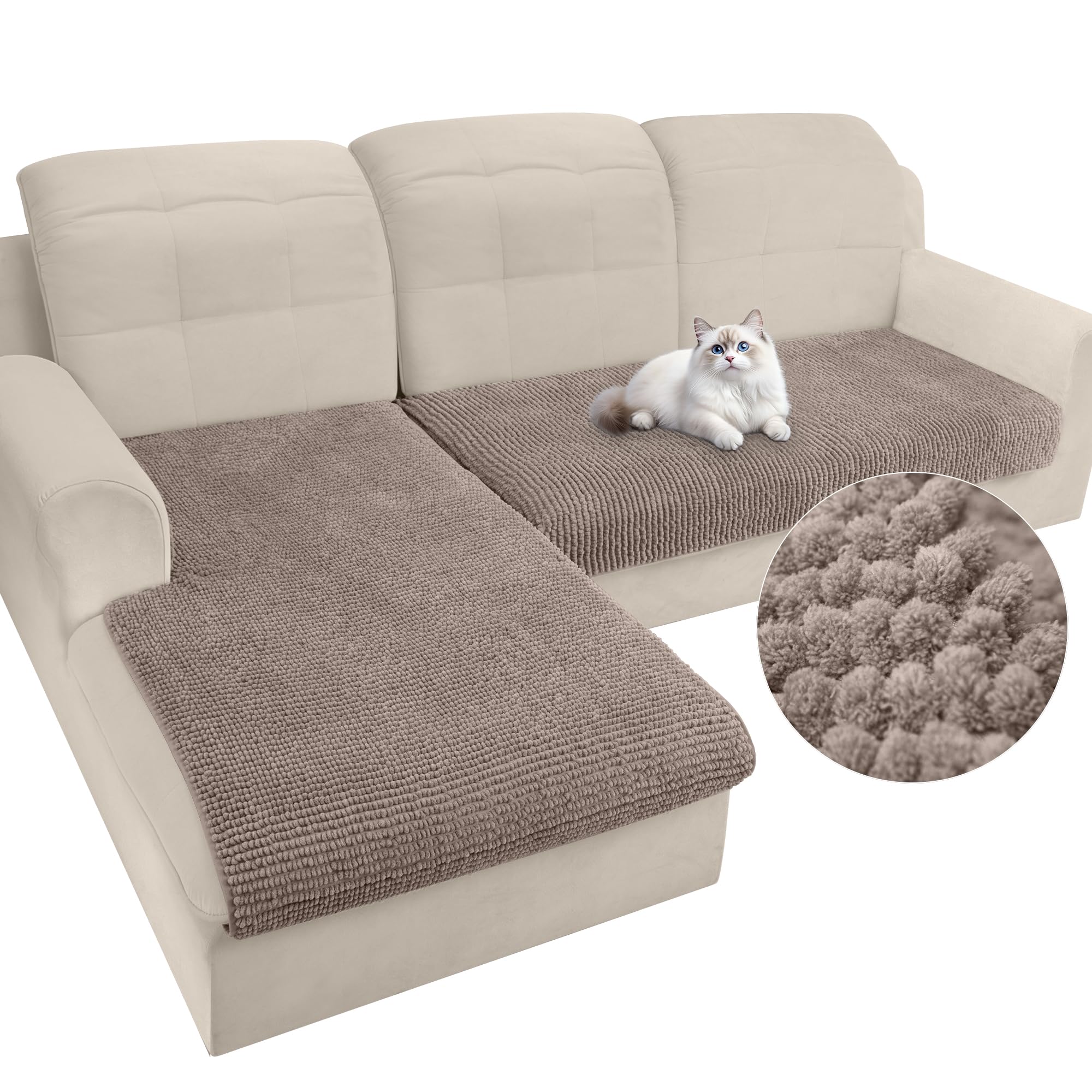 Photo 1 of Arfntevss Sectional Couch Covers Plush L Shape Sofa Cover for Sectional Sofa 2 Pieces Thick Soft Dog Sofa Slipcovers Fluffy Fuzzy Cover for Dogs Pets Washable Furniture Protector (Large, Sand)