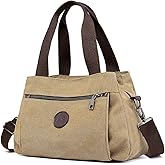 DOURR Hobo Handbags Canvas Crossbody Bags for Women, Multi Compartment Tote Purse Medium Satchel