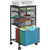 Sbanmao Rolling File Cart with 4 Storage Drawers, Filing Cabinet for Home Office, Hanging File Folder Organizer with Wheels Under Desk, Utility Craft Cart Printer Stand, Black
