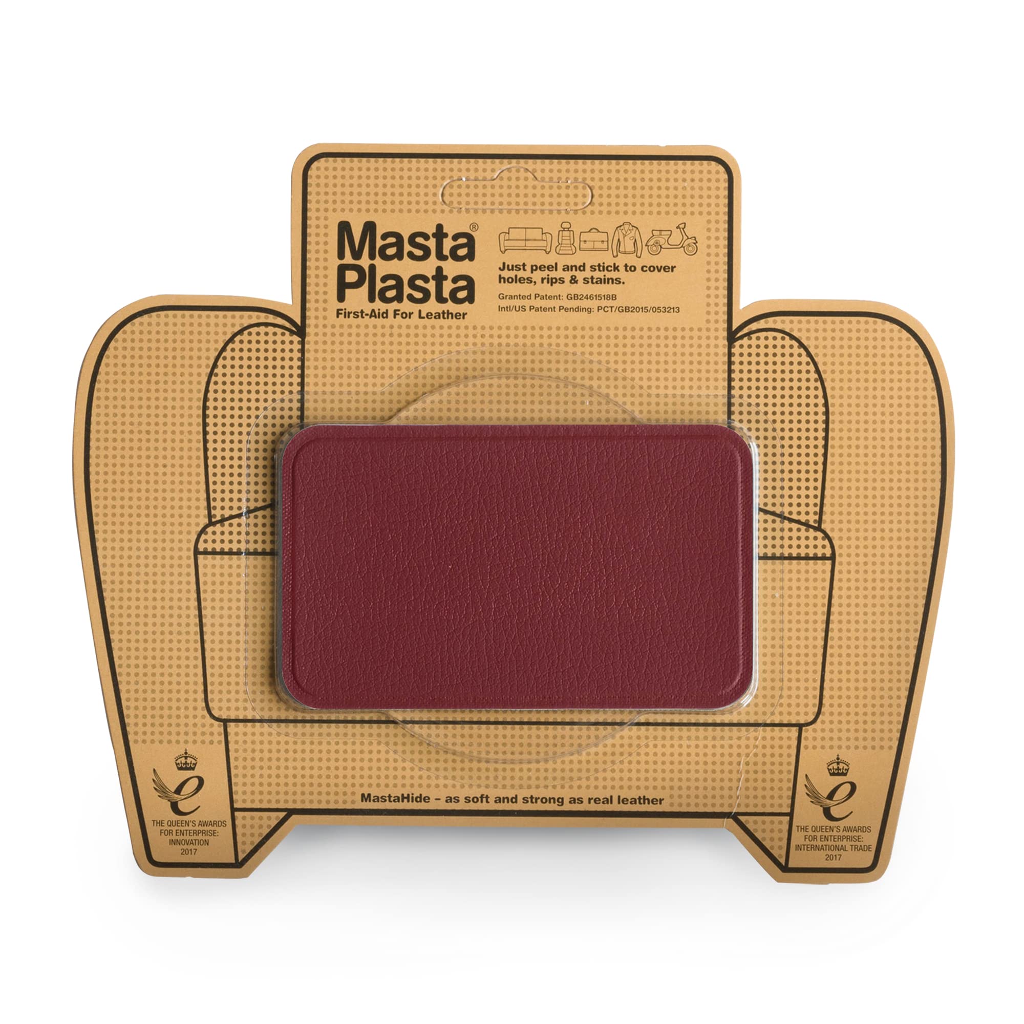 MastaPlasta Premium Easy All-in-One Leather Repair Kit. Leather Patches for Sofas Self Adhesive - Red 10cm x 6cm (4in x 2.4in). Upholstery Leather Repair Patch for Car Seats, Chairs, DIY, Craft
