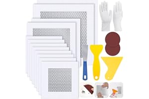 LIFEISLUCK 12 PCS 4/6/8 Inch Wall Repair Patch Kit, Aluminum Mesh Dry Wall Hole Repair Patch with Scraper Sandpapers Gloves Heavy Duty Wall Repair for Large Holes Quick Fixes