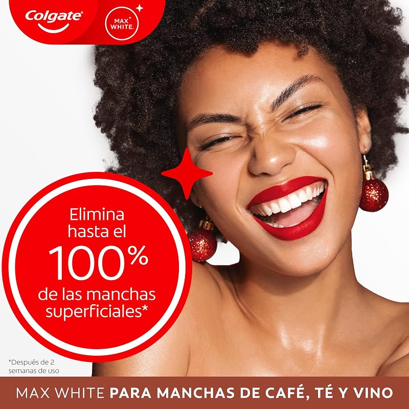 Pasta de dentes branqueadora Max White For Coffee 4 x 75ml, Tea & Wine, remove até 100% das manchas superficiais, protege o esmalte dos taninos, é seguro para o esmalte