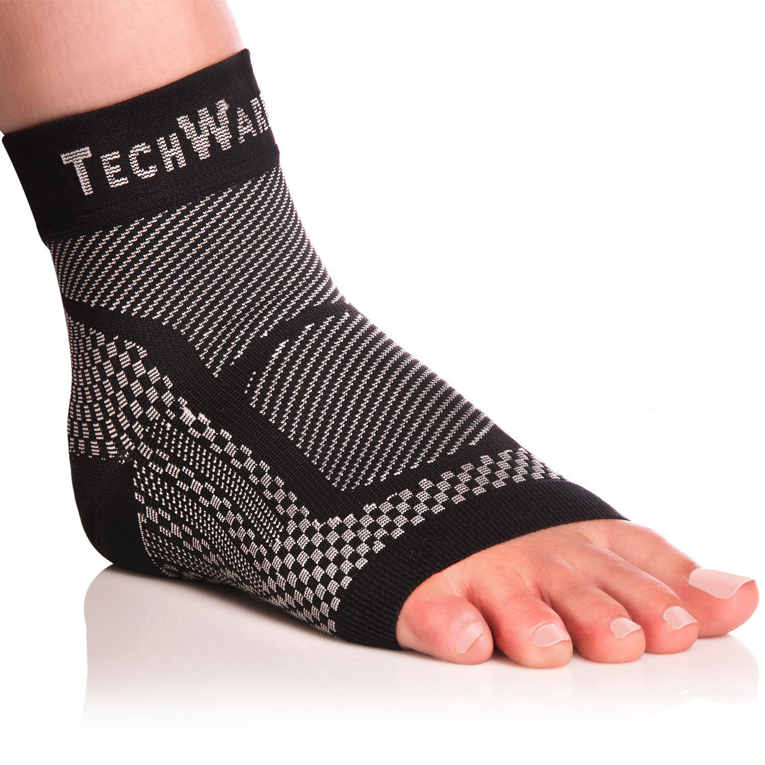TechWare Pro Ankle Brace Compression Sleeve - Plantar Fasciitis Sock. Relieves Achilles Tendonitis. Foot Arch Support Reduces Joint Pain, Swelling & Heel Spur Pain. Injury Recovery Braces for Sports