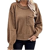SOLY HUX Women's Long Sleeve Sweater Crew Neck Knit Pullover Jumper Tops Fall Winter Outfits