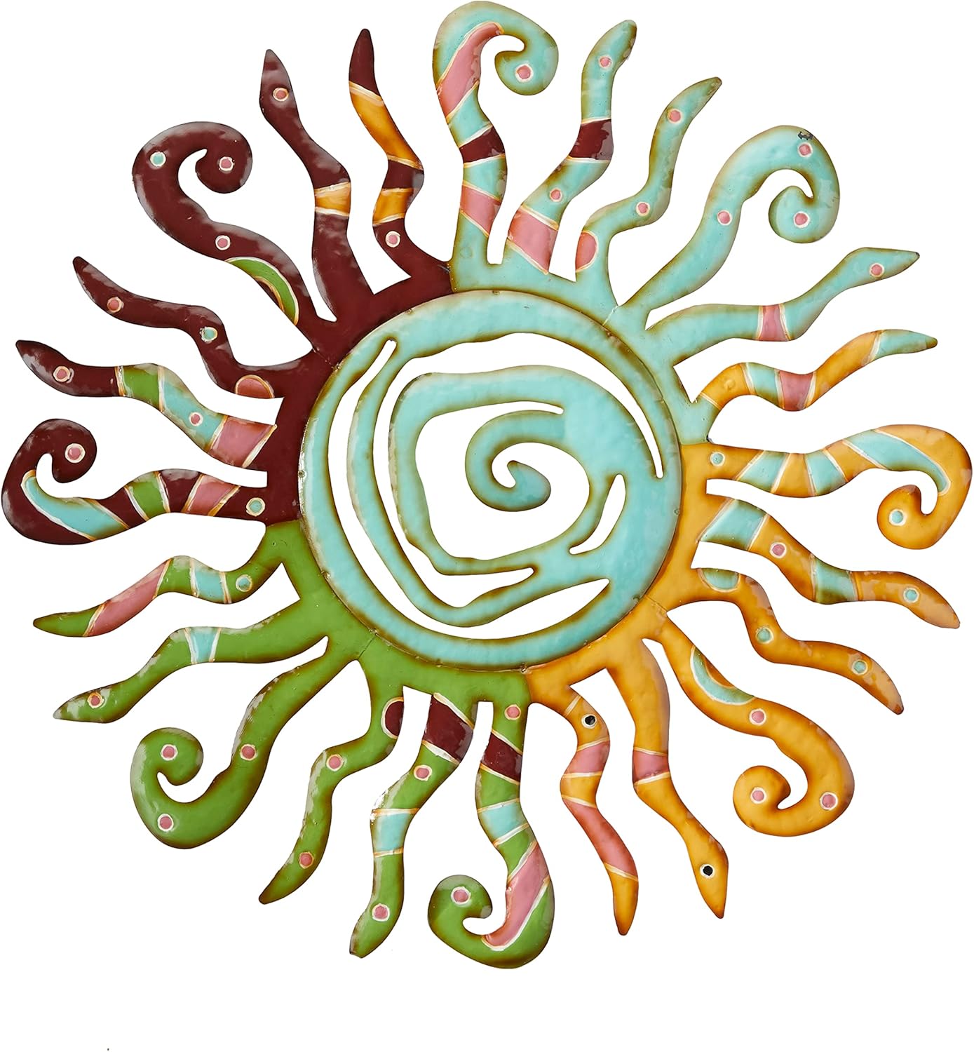 Plaques & Wall Art - Deco 79 Metal Sun Indoor Outdoor Wall Decor with Abstract Patterns, 26