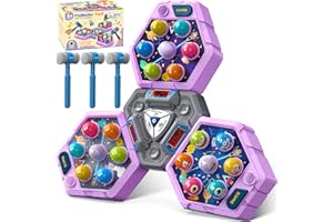 TOOLION 3-Player Whack Game Mole Toy for Ages 3+, Early Learning Toy with Lights & Sounds, Interactive Pounding Hammer Toy with 3 Game Modes, Perfect for Families with Multiple Kids of Different Ages