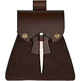 Mythrojan Belt Pouch Medieval Small Fanny Pack Renaissance Waist Bag Medieval Canvas Belt Pouch for LARP, Cosplay, Reenactments - Brown, 7" x 7"