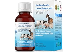 Dewormer for Horse, Poultry & More - Liquid Fenbendazole Dewormer for All Wormers, Tapeworms, Roundworms, Hookworms & More - 