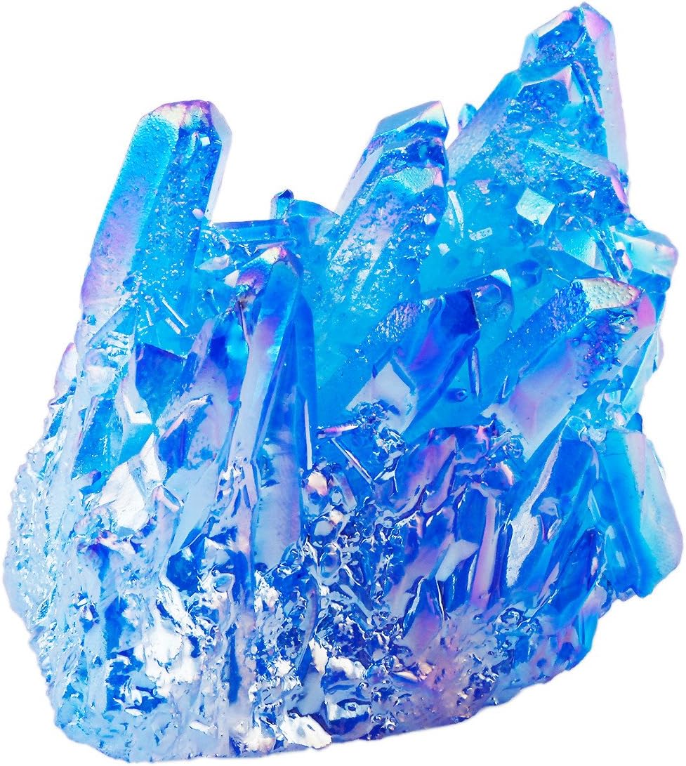 SUNYIK Blue Titanium Coated Crystal Cluster,Quartz Drusy Geode Gemstone Specimen(0.2-0.3lb)