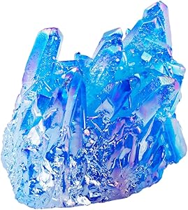 SUNYIK Blue Titanium Coated Crystal Cluster,Quartz Drusy Geode Gemstone Specimen(0.2-0.3lb)