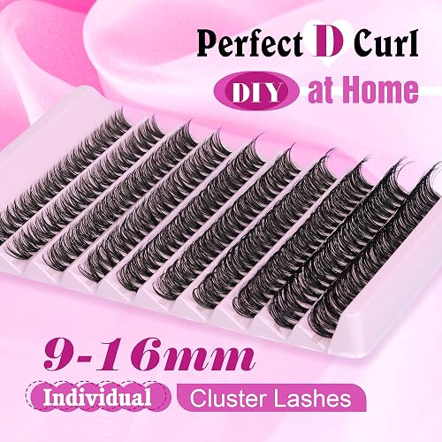 Higu Clace Wimpern Cluster Set, 88 Stück, D-Curl 16mm – Ultraleicht & Weich Für DIY Zuhause