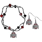 Siskiyou Sports NCAA unisex-adult Dangle Earrings and Crystal Bead Bracelet Set
