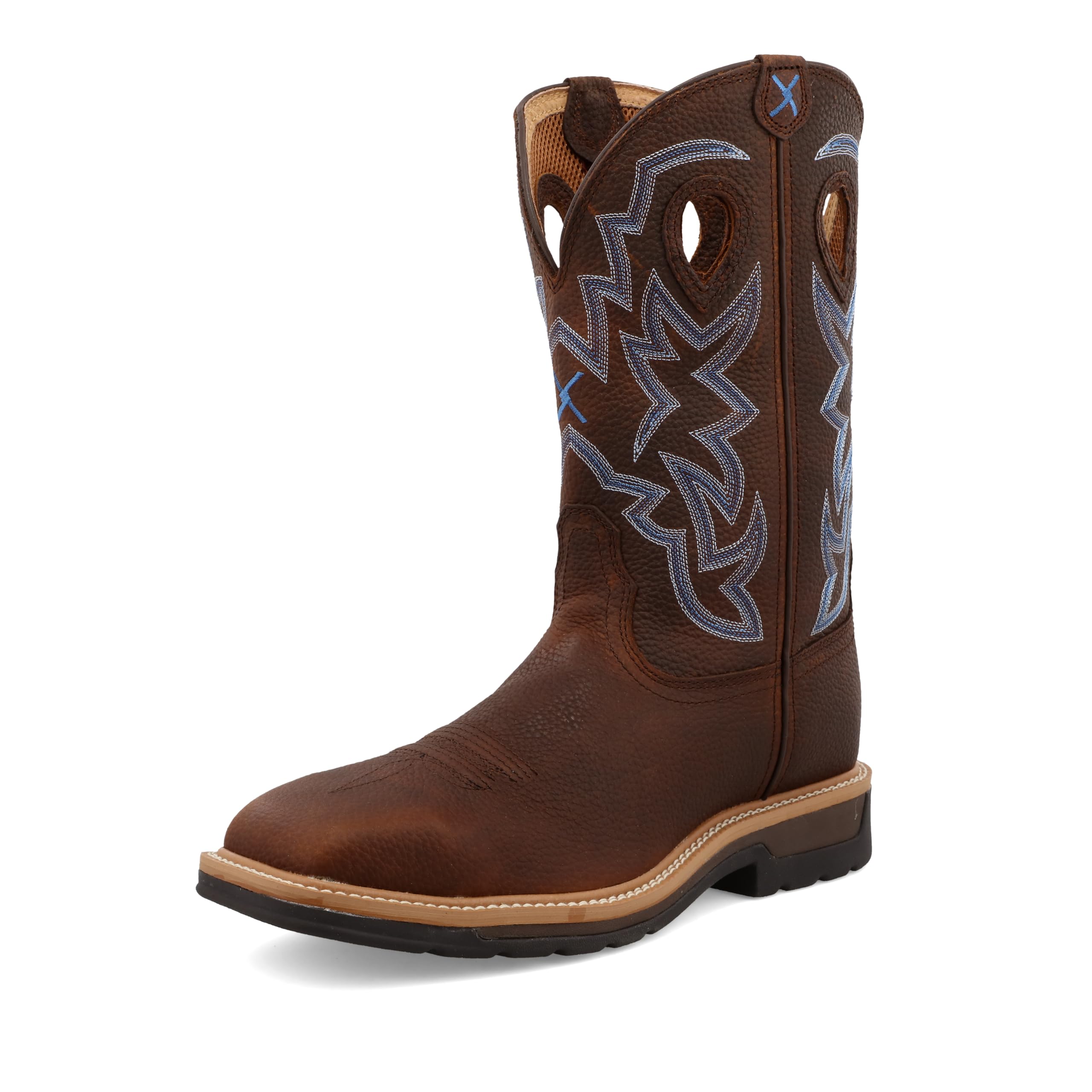 Twisted X Men's 12" Western Work Boot, Square Toe Steel Toe, Brown Pebble & Brown Pebble, 8.5 D Image