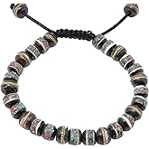 Tibetan Mala Dark Yak Bone Embedded Medicine Wrist Mala for Meditation