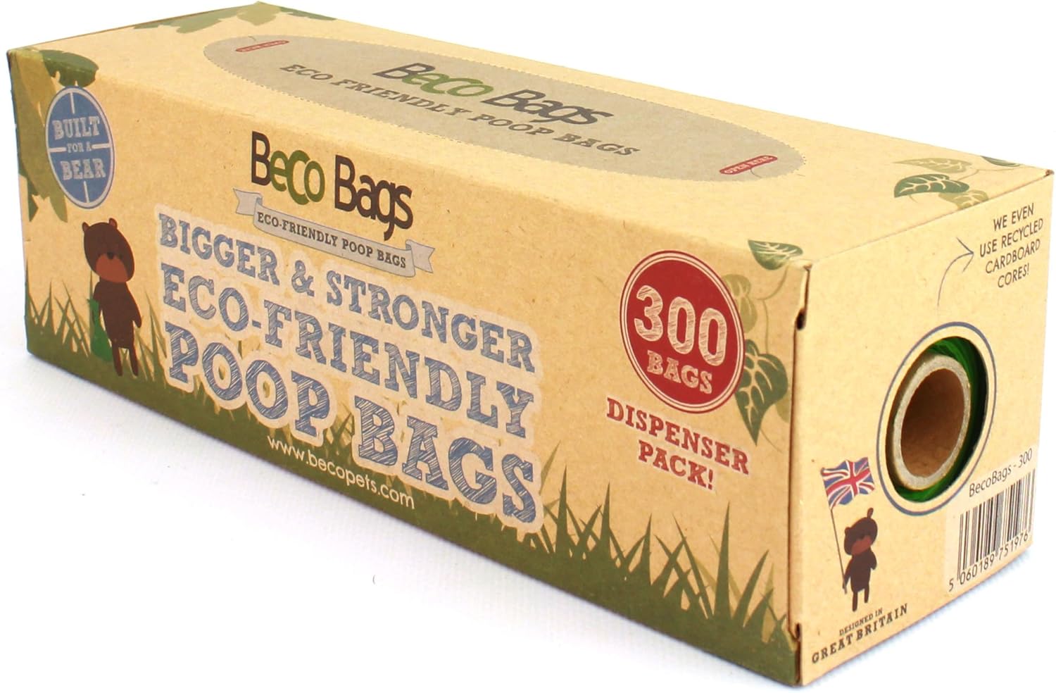 Beco Dog Poop Bags - Strong & Large - 300 Bags (XL Roll) Tissue Box Dispenser, Unscented, for Dog Waste, Multi, 1 count (Pack of 300) - Image 3