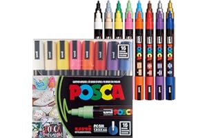 uni POSCA PC-5M Water-Based Paint Markers, Reversible Medium Tip (1.8-2.5mm), Assorted Colors, 16 Pack