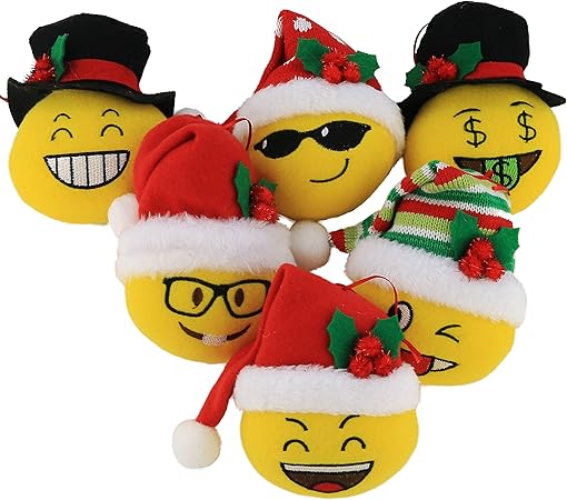 Emoticon Di Natale.Wewill Marca 6 Pezzi Emoji Peluche Giocattolo Palline Di Natale Ornamenti Emozione Face Decorazioni Appese 5 5 Inch 14cm Amazon It Casa E Cucina