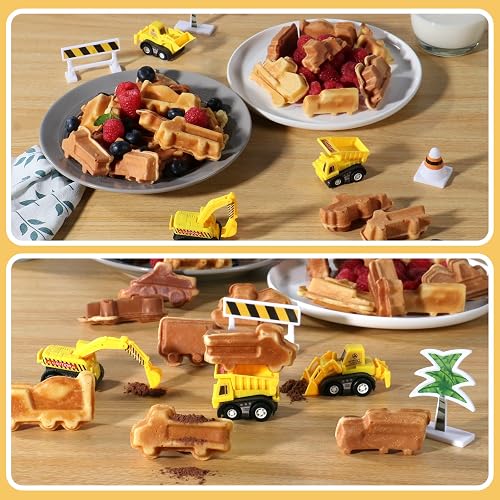 Mini Car Waffle Maker For Kids - Makes 8 Fun Vehicle-Shaped Waffles, Removable Plates, Non-Stick