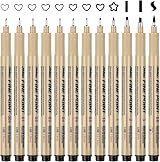 Svalor Fineliners Pens 12 Piece Set Black with 12 Line Widths for Art Drawing view 1