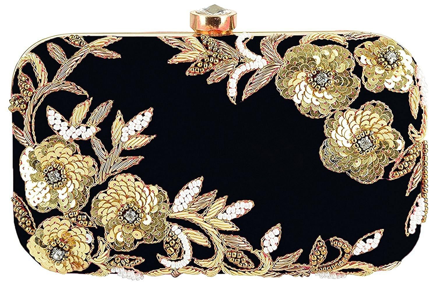 tooba handicraft party wear hand embroidered box clutch bag purse for bridal, casual, party, wedding