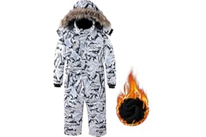 AFILOK Kid's Winter Overalls Ski Suits Boy's and Girl's Waterproof Snowboard Jumpsuits One Piece Snowsuit Jackets Coats