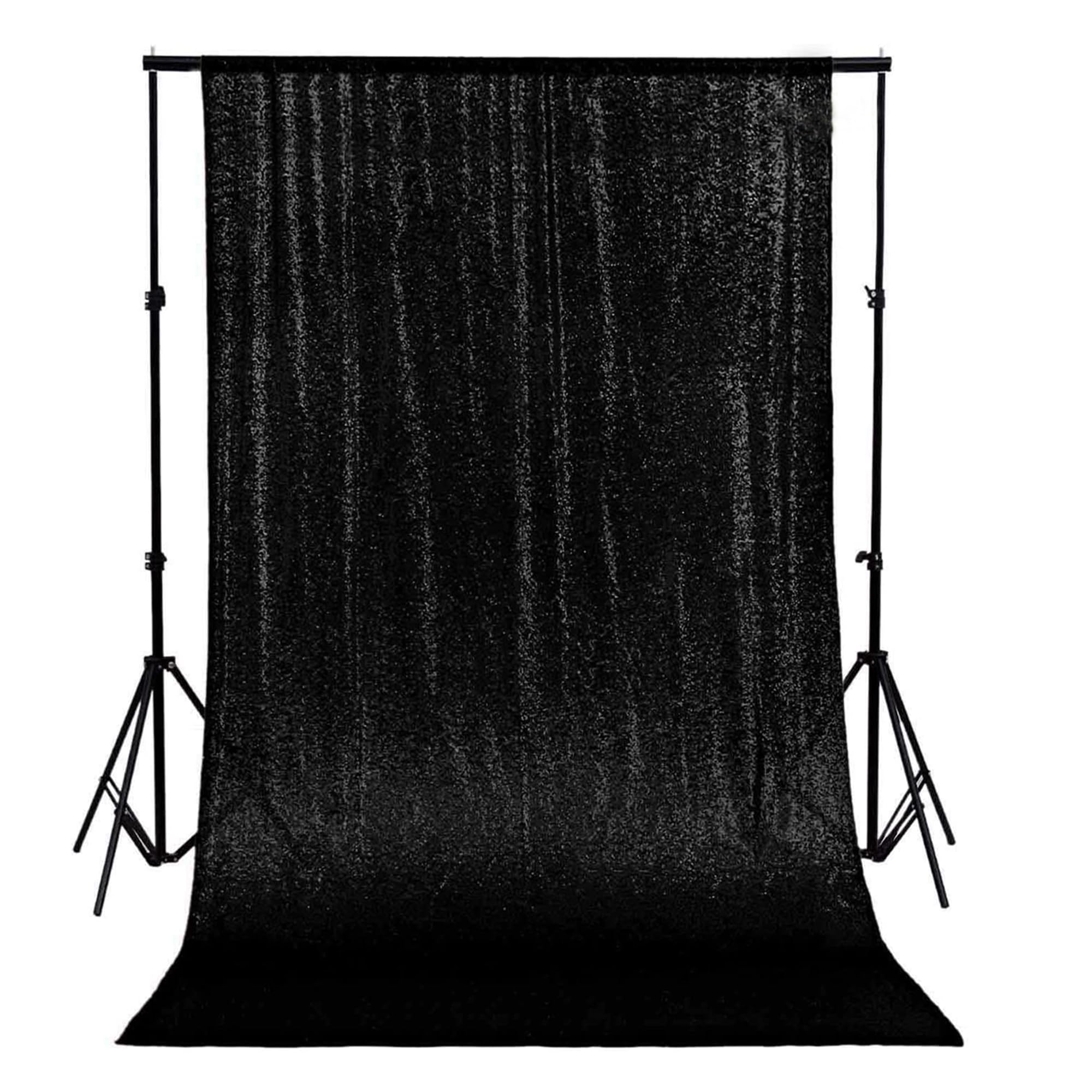 Trimming Shop Black Sequin Backdrop Curtain 4ft x 7ft Sparkling Glitter Backdrop High-Density Sequin Fabric, Photography Background for Weddings, Birthdays, Parties, Christmas & Event Decoration