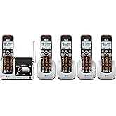 AT&amp;T BL102-5 DECT 6.0 5-Handset Cordless Phone for Home with Answering Machine, Call Blocking, Caller ID Announcer, Audio Assist, Intercom, and Unsurpassed Range, Silver/Black