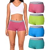 BAMBOO COOL Women's Boyshort Panties Stretchy Underwear Boxer Briefs for Ladies 4 Pack