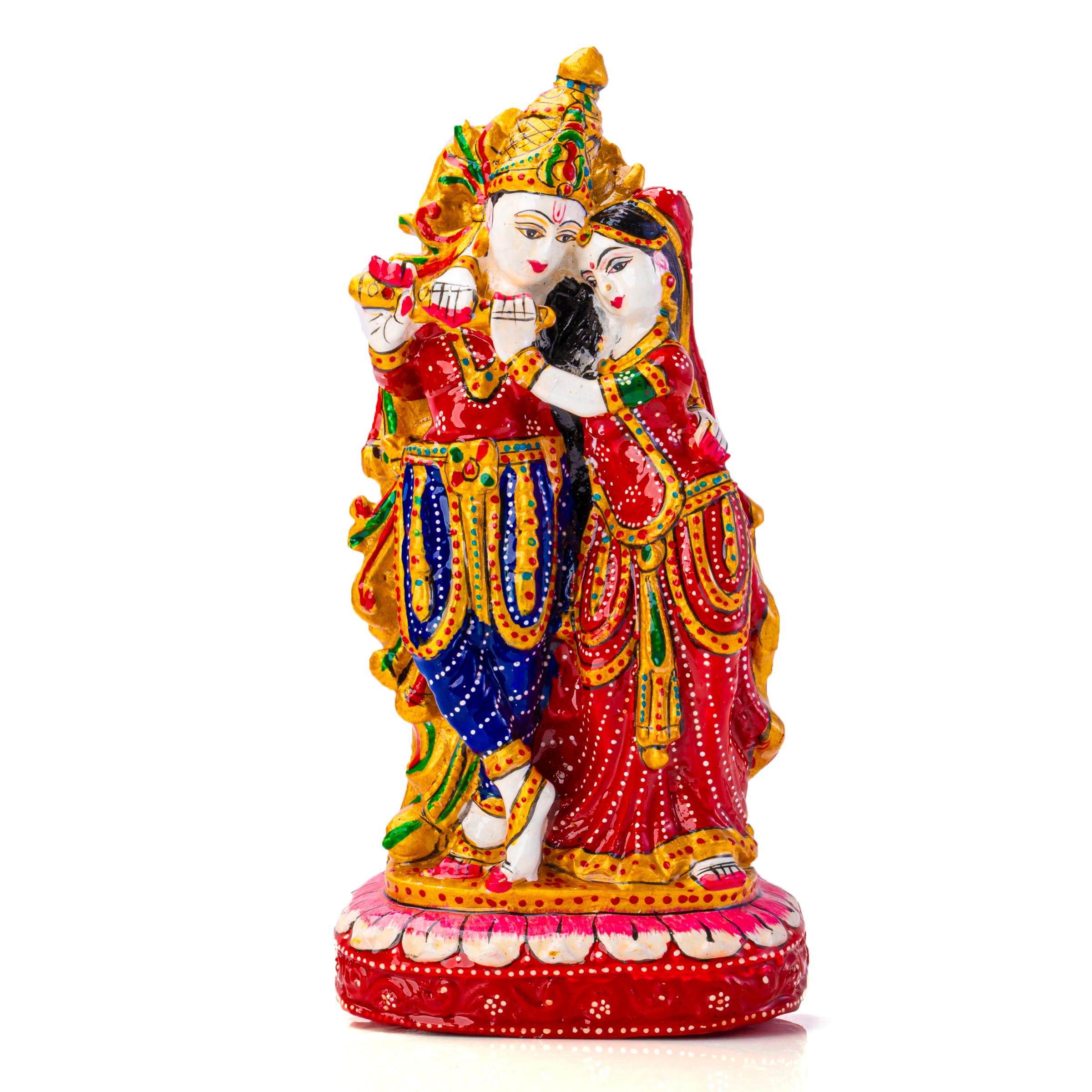 Tarini Gallery Wooden Colorful Radha-Krishna Statue God Sculpture Handcrafted Religious Murti Idol for Temple Home Office Decoration and Gifting (Minakari Radha Krishna)