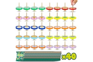 BONNYCO Wood Spinning Top 40 Pack Jungle Kids Party Favors. Spinning Tops Goodie Bags Stuffers for Kids 3-5 4-8, Return Gifts for Birthday Party. Goody Bag Stuffers, Pinata, Classroom Prizes, Rewards