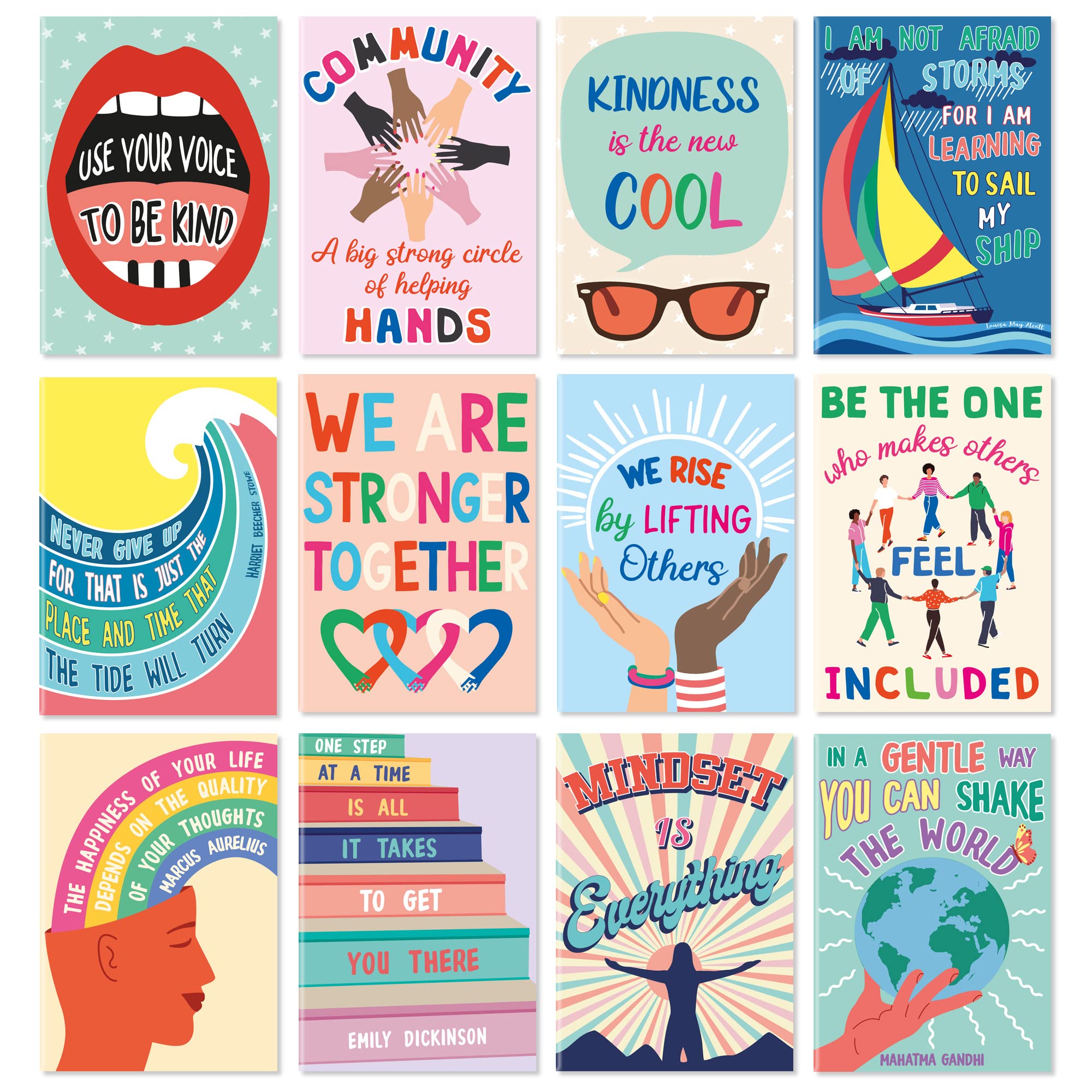 SWEETZER & ORANGE Inspirational Notebook Set. 12 Journal Notebooks for Women and Kids. 3.5 x 5” Growth Mindset Stocking Stuffers for Kids, Teacher Supplies for Classroom, Bible Journaling Supplies