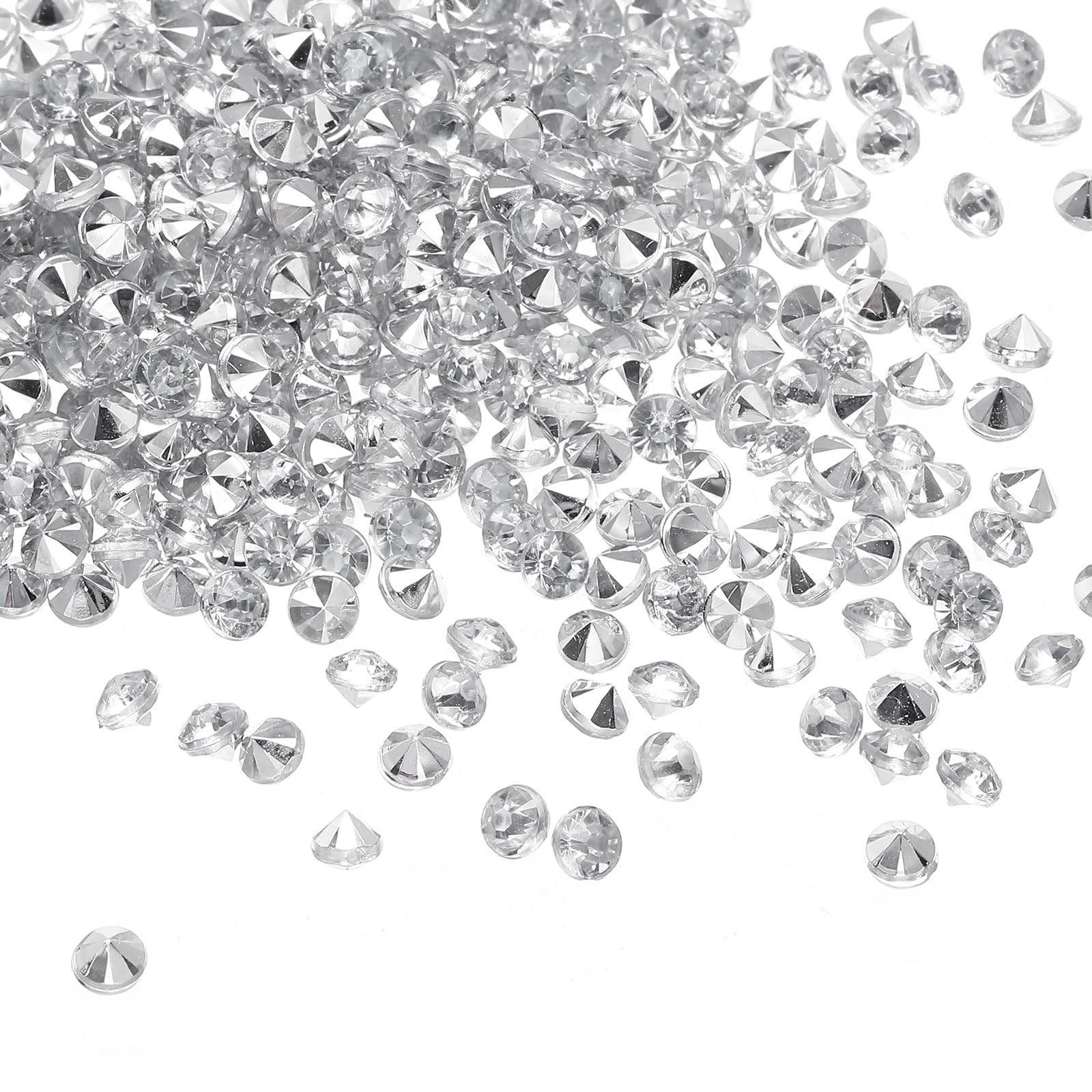 PATIKIL 10000 Pieces Clear Acrylic Diamonds Vase Fillers 4mm Wedding Table Scatter Crystals Diamond Fake Confetti Gems for Party Wedding Decor Photography Props, Silver Clear