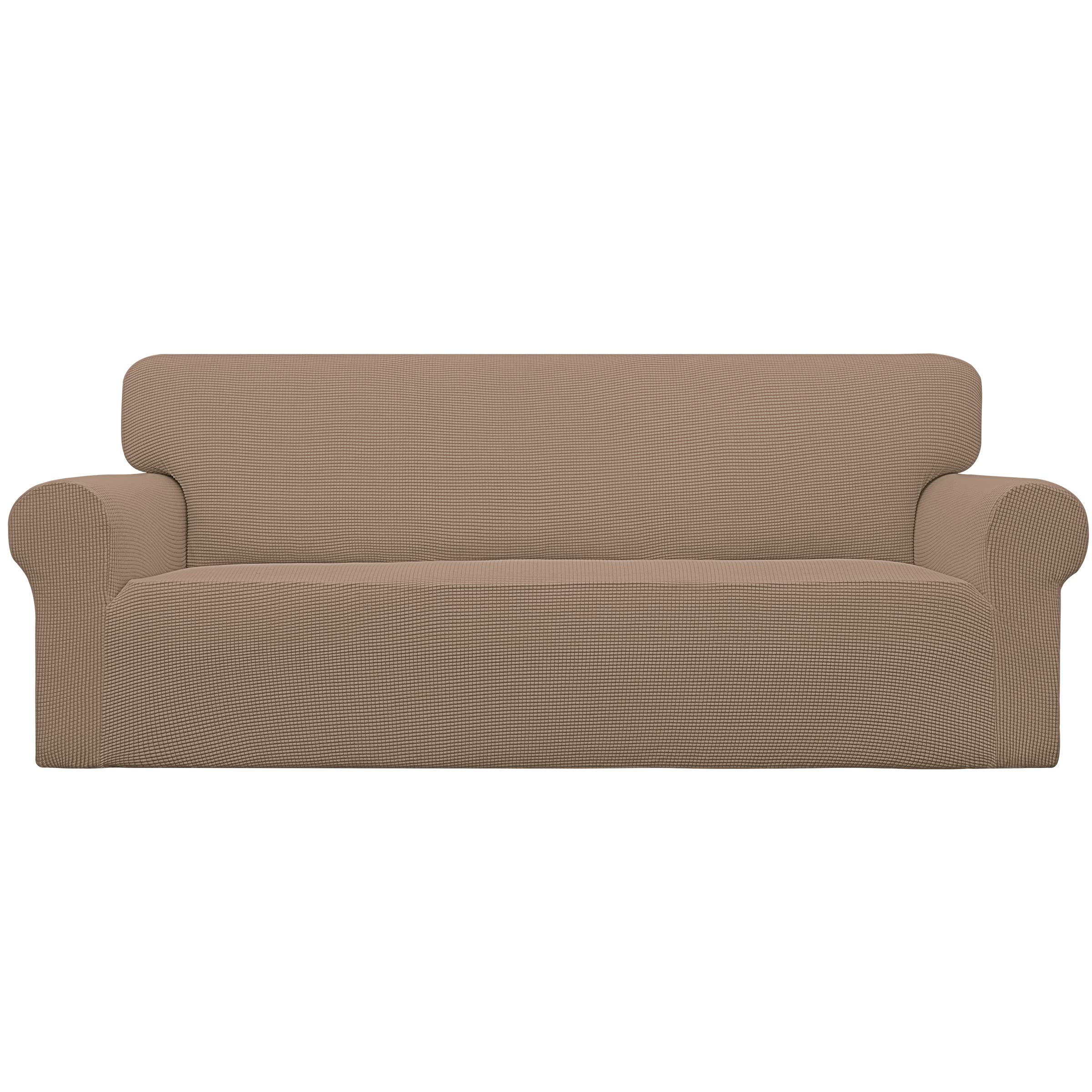 Photo 1 of Easy-Going Stretch Sofa Slipcover 1-Piece Sofa Cover Furniture Protector Couch Soft with Elastic Bottom for Kids, Polyester Spandex Jacquard Fabric Small Checks (Sofa, Camel)