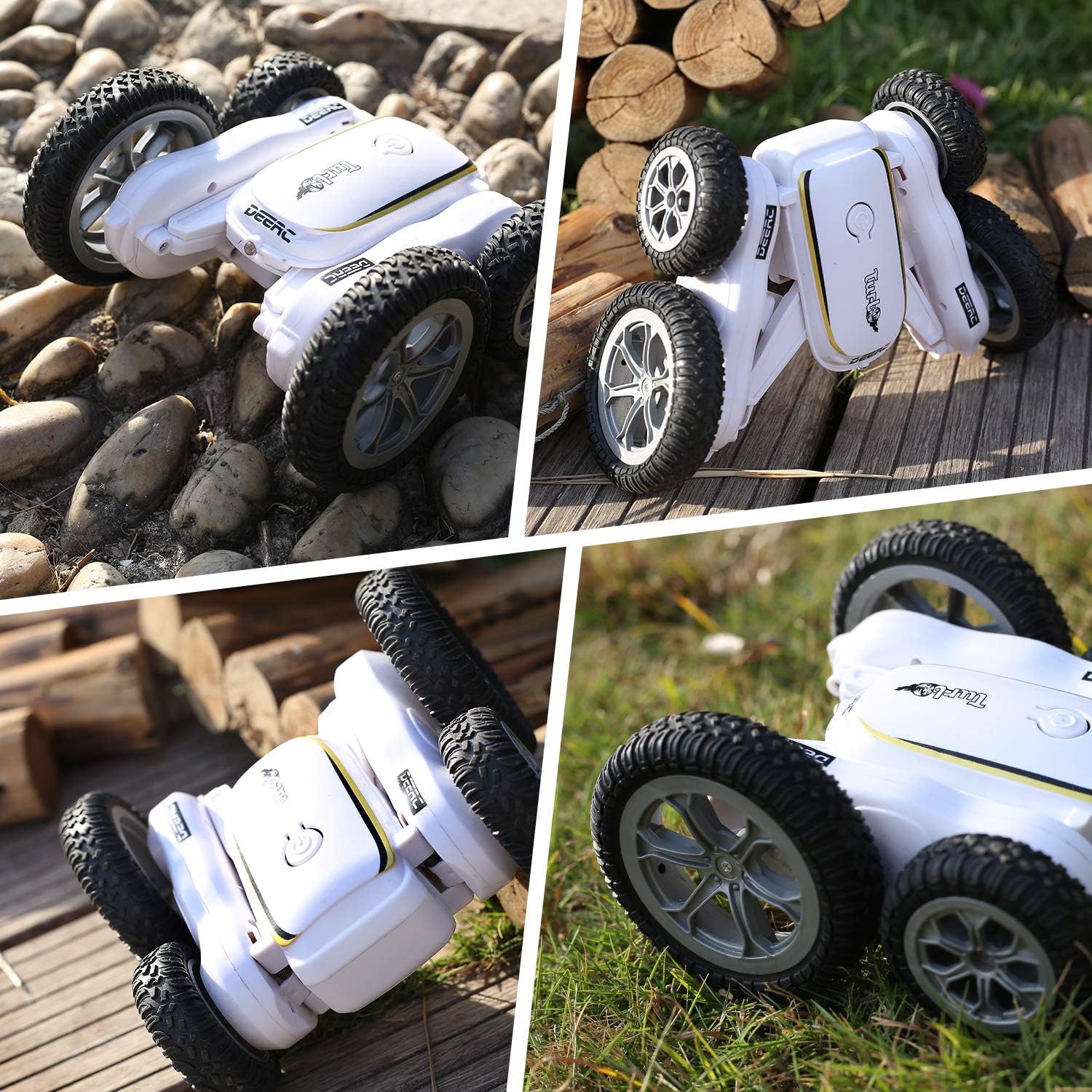 DEERC RC Stunt Cars Remote Control Car Toys for Kids, Demo Mode Music & Led Lights Control, 4WD Double Sided Fancy Rotating 360° Flips Vehicles, 2 Batteries for 50 Min Play, Toy Gifts for Boys & Girls: Toys & Games