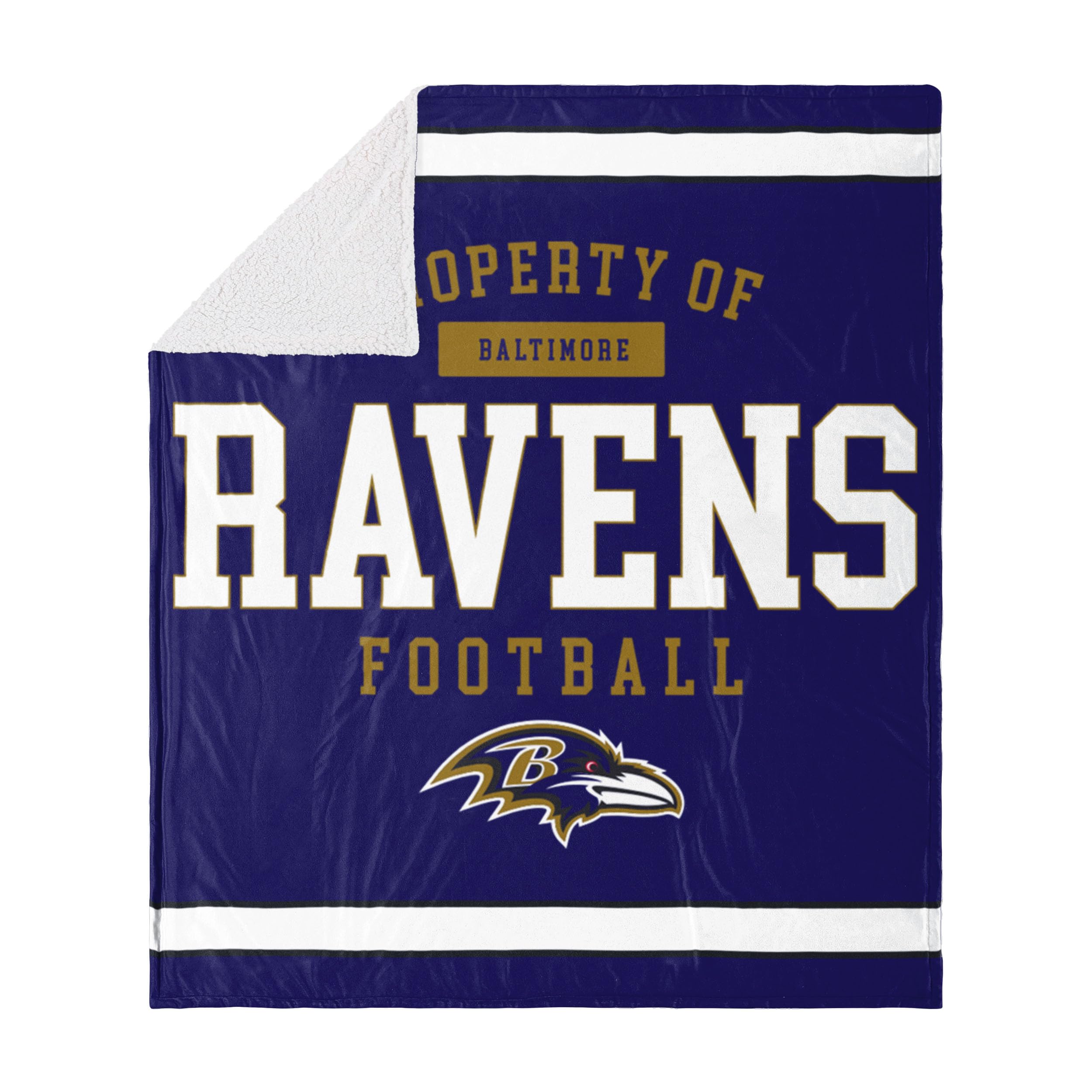 FOCO Baltimore Ravens NFL Team Property Of Sherpa Fleece Blanket Image