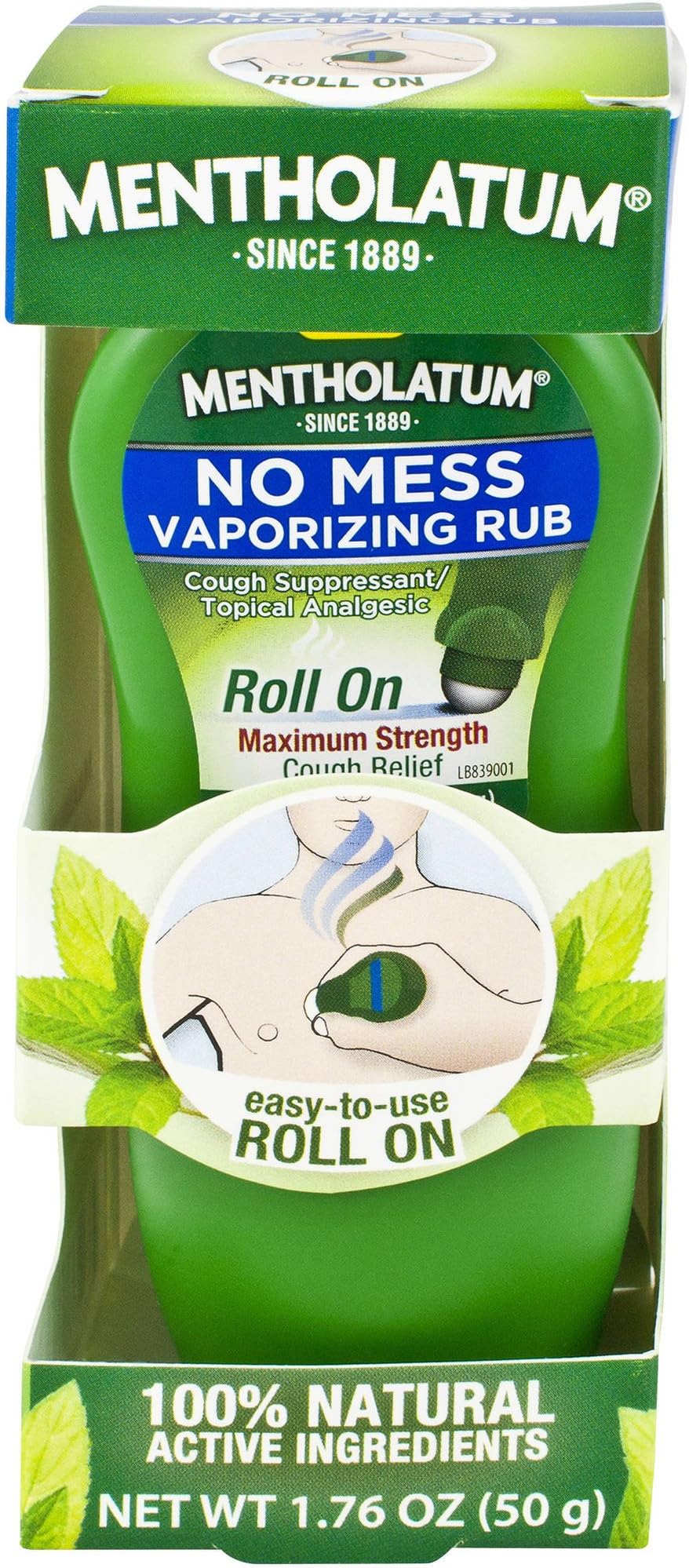MentholatumRoll On Maximum Strength Cough Relief, 1.76 Oz (Pack of 2)