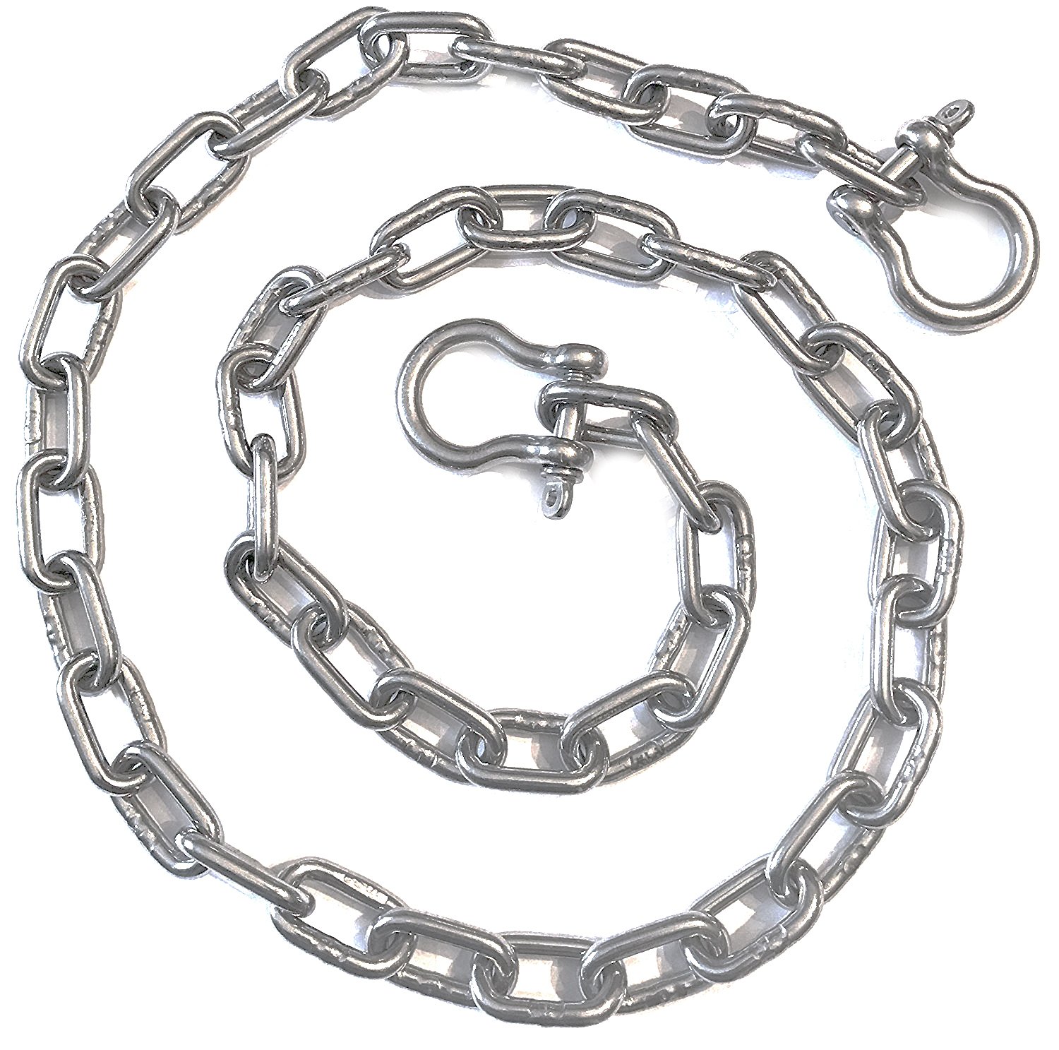 US Stainless 1/4" by 4 Foot Stainless Steel 316 Anchor Chain 1/4" or 6mm by 4' Long Shackles - Boat