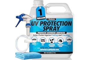 DURABASICS UV Protection Spray for Outdoor Surfaces – Helps Reduce Fading, Cracking, and Stains – Non-Greasy, Matte Finish – Includes Sprayer & Towel – Use on Vinyl, Plastic, Rubber, Artificial Plants