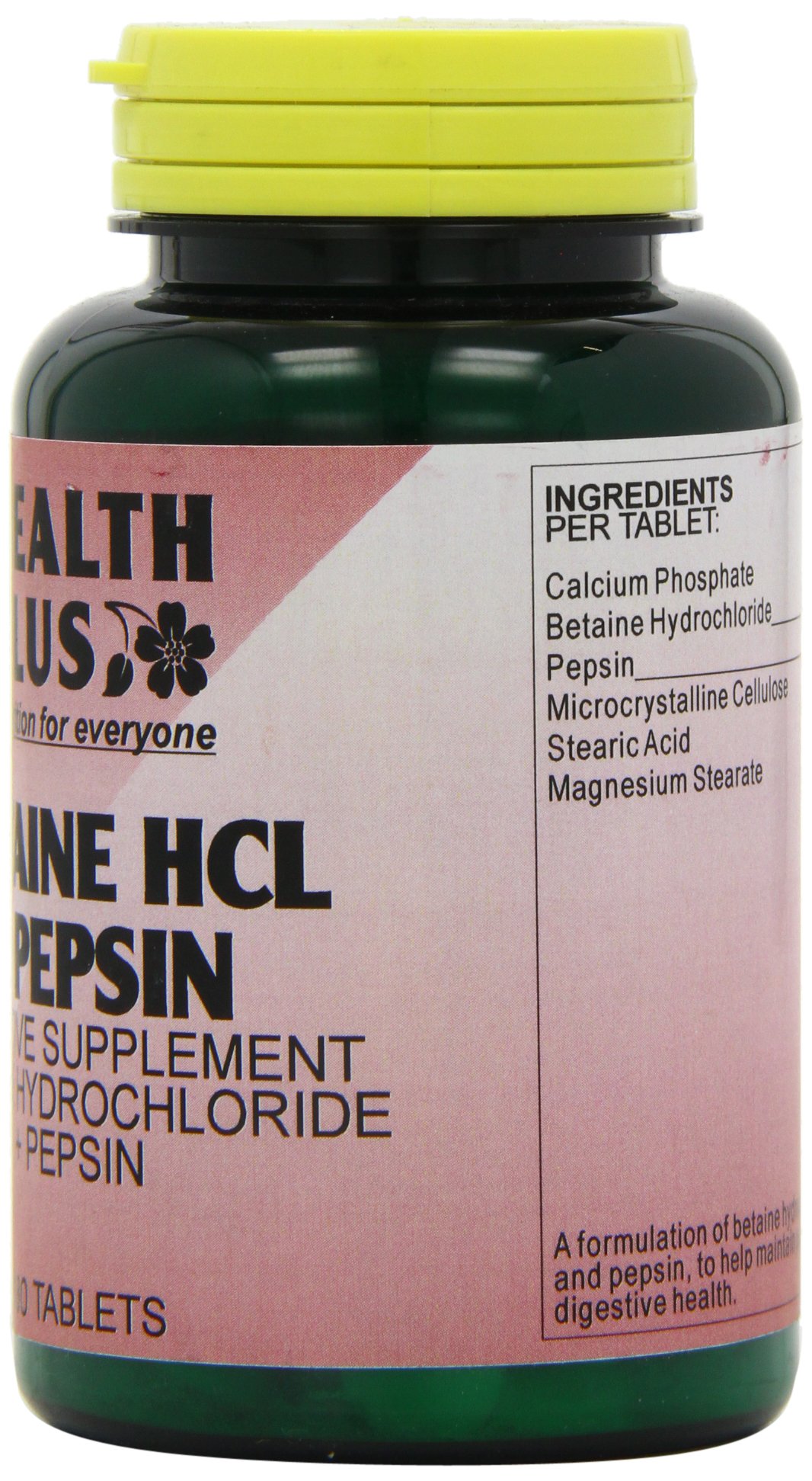 Health Plus Betaine Hcl + Pepsin Digestive Health Supplement 180 Tablets NEW