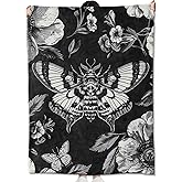 amepay Gothic Moth and Skull Blanket Gifts for Kids Adult Women,Goth Floral Dark Art Flannel Throw Blankets,Soft Comfy Lightweight for Halloween Couch Bed Sofa Bold Modern Decor,Horror Lovers 60x50in