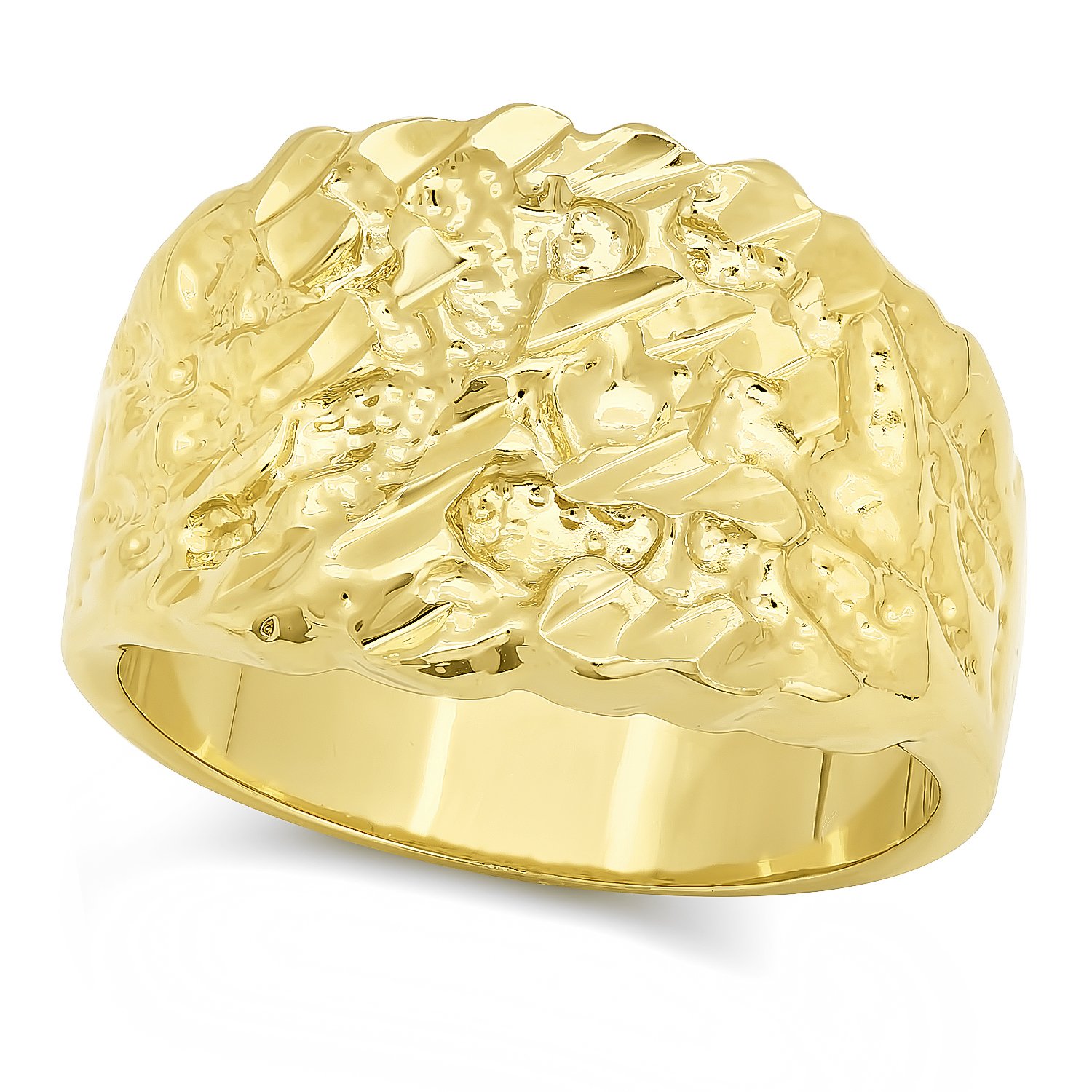 The Bling Factory 14k Gold Plated Chunky Nugget Pinky Ring