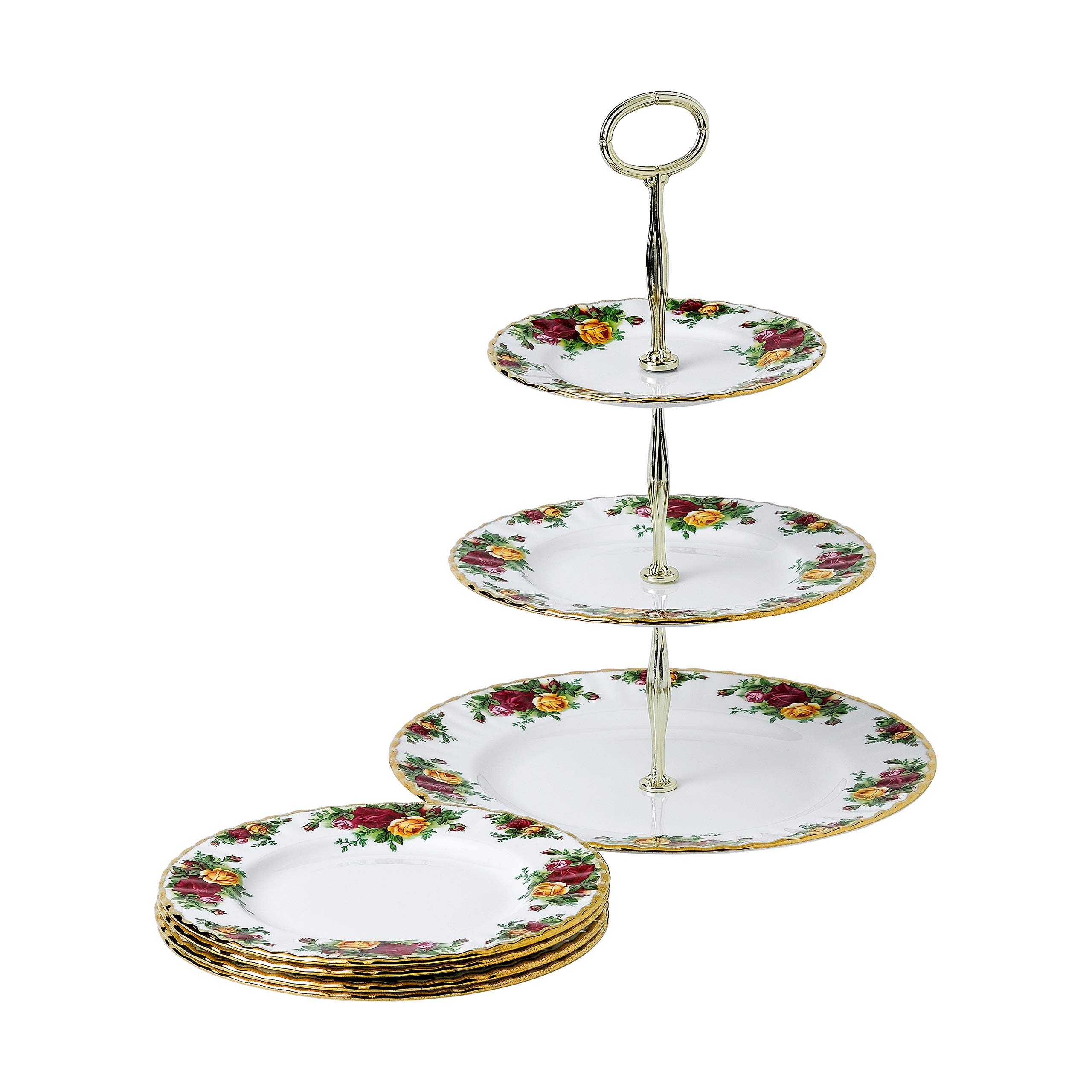 Royal Albert Old Country Roses 1051423 Old Country Roses Cake Server 5 pc Set Fine Bone China Multi