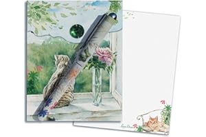 Lissom Design Matchbook Notebooks - Memo Pad with Magnetic Closure and Refillable Ballpoint Pen Mini Pocket Notepad Pen Set, 2-Piece, Purrfect Sunny Day