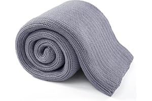 Guohaoi Knitted Weighted Blanket for Adults (Light Grey 60"x80" 15lbs) No Beads Cooling Throw Blanket for Hot Sleepers, Home Decor Breathable Chunky Knit Heavy Blanket Use on Queen/King Size Bed