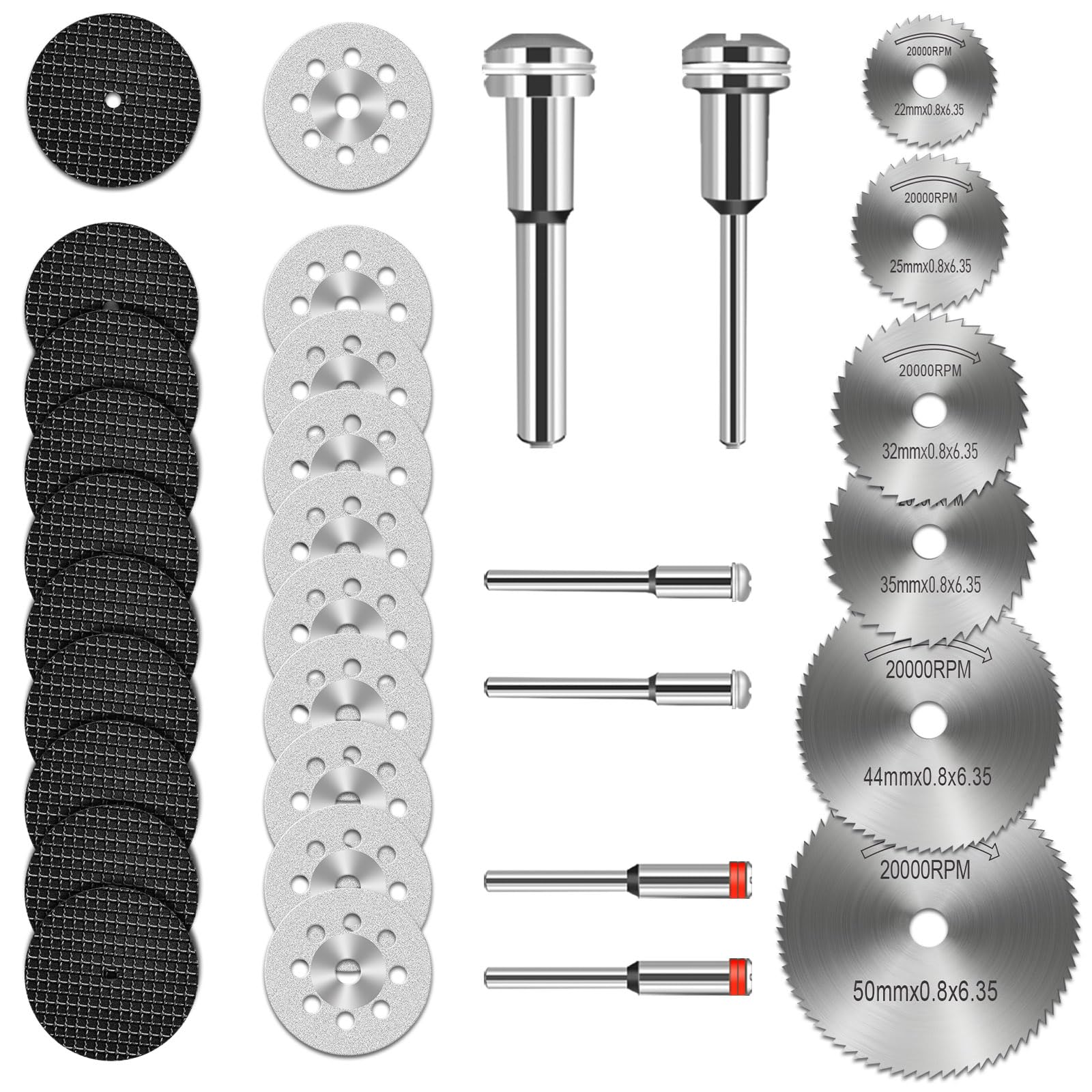 shengbenhao Cutting Discs for Dremel, Cutting Wheels Set for Rotary Tool Accessories with1/8" Shank, HSS Circular Saw Blades, Diamond Resin Cutting Wheels For Wood Metal Plastic Glass Stone DIY Craft