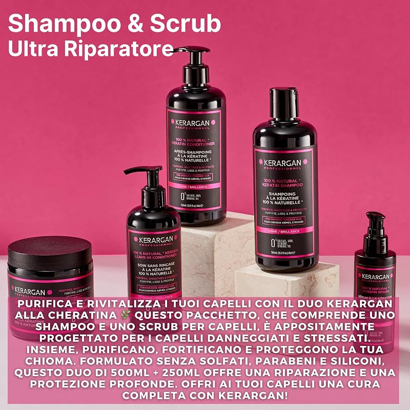- Keratine Shampoo & Hoofdhuid Scrub Duo - 500ml+250ml